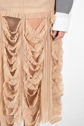 MM0 Vintage Effect Cut Out Sheer Skirt