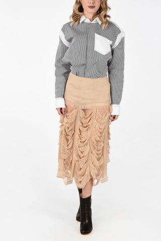 MM0 Vintage Effect Cut Out Sheer Skirt