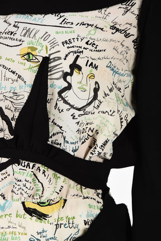 MM1 Graffiti Effect Silk Unstructured Top