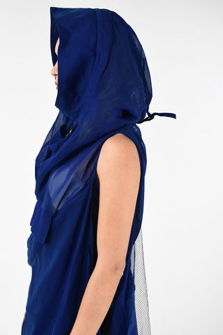 MM0 Tunica Destrutturata Maxi con Cappuccio e Dettaglio Mesh