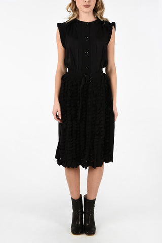 MM0 Cut Out Details Silk Dress With Belt