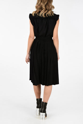 MM0 Cut Out Details Silk Dress With Belt