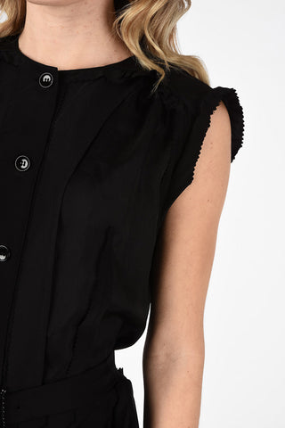 MM0 Cut Out Details Silk Dress With Belt