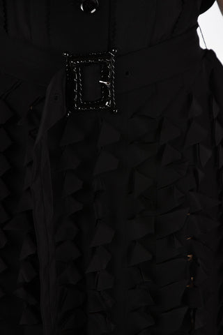 MM0 Cut Out Details Silk Dress With Belt