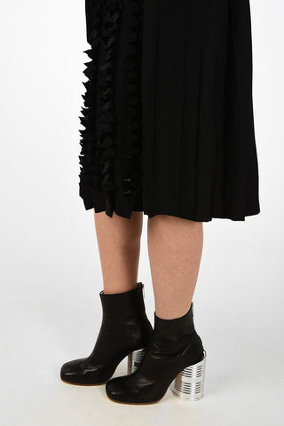 MM0 Cut Out Details Silk Dress With Belt