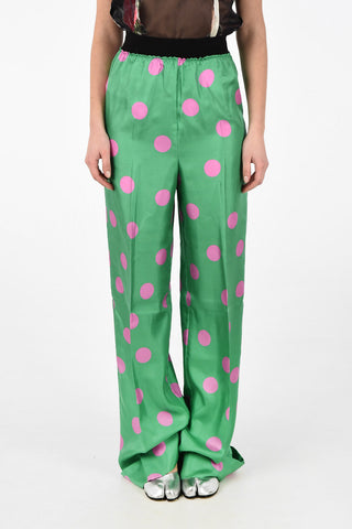 MM1 Drawstring High Waist Polka Dots Silk Palazzo pants