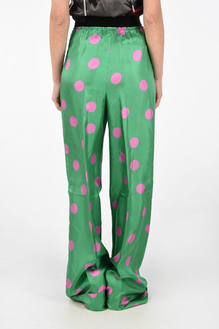 MM1 Drawstring High Waist Polka Dots Silk Palazzo pants