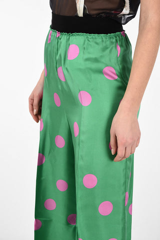 MM1 Drawstring High Waist Polka Dots Silk Palazzo pants