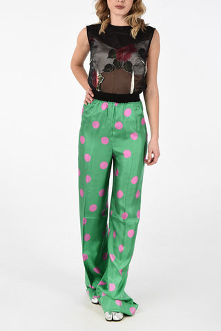 MM1 Drawstring High Waist Polka Dots Silk Palazzo pants