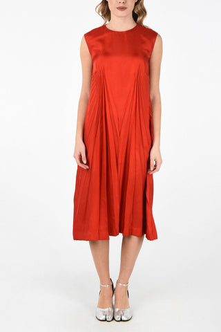 MM0 Zip Back Closure Pleats Tunic Dress