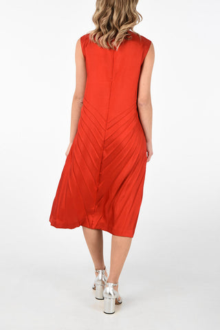 MM0 Zip Back Closure Pleats Tunic Dress