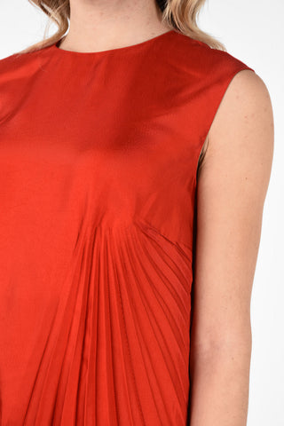 MM0 Zip Back Closure Pleats Tunic Dress
