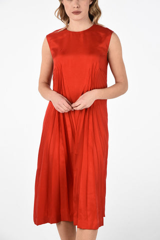 MM0 Zip Back Closure Pleats Tunic Dress