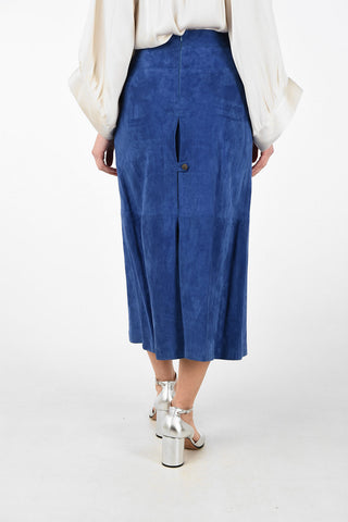 MM4 Split Back Suede Leather Maxi Skirt