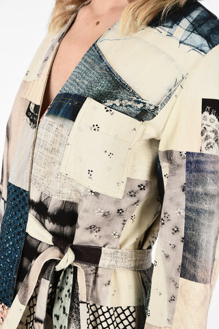 MM6 V-Neck Patchwork Wrap Dress