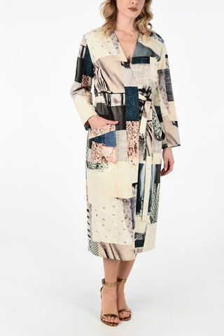 MM6 V-Neck Patchwork Wrap Dress
