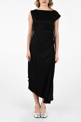 MM6 Draped Details Cotton Asymmetric Dress