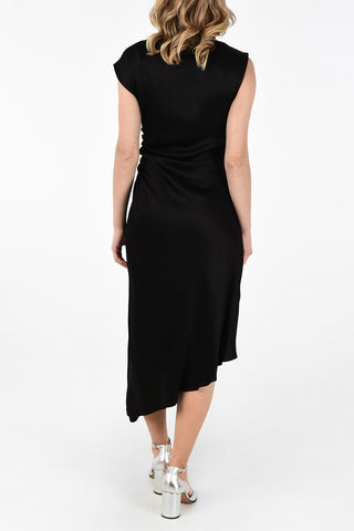 MM6 Draped Details Cotton Asymmetric Dress
