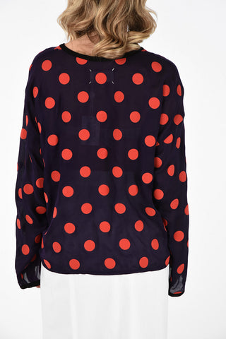 MM1 Long Sleeve Polka Dots Silk Blouse