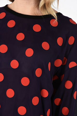 MM1 Long Sleeve Polka Dots Silk Blouse