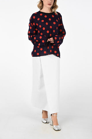 MM1 Long Sleeve Polka Dots Silk Blouse
