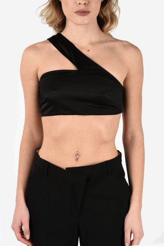 MM1 One Shoulder Silk and Cotton Crop Top