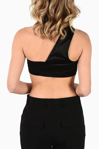 MM1 One Shoulder Silk and Cotton Crop Top