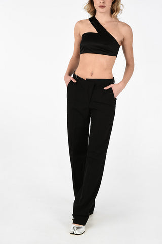 MM1 One Shoulder Silk and Cotton Crop Top