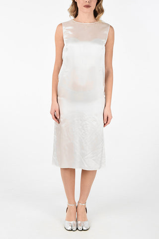 MM0 Split Back Hem Silk Dress With Zip Back Closure