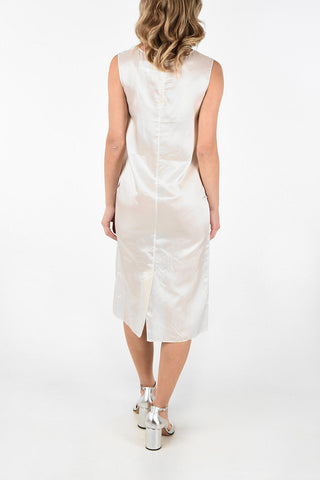 MM0 Split Back Hem Silk Dress With Zip Back Closure