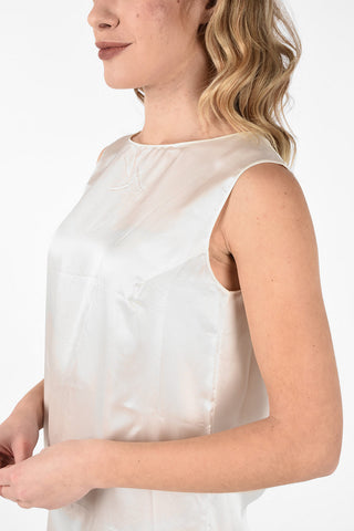 MM0 Split Back Hem Silk Dress With Zip Back Closure