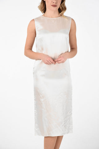 MM0 Split Back Hem Silk Dress With Zip Back Closure