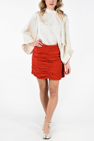 MM0 Silk Draped Mini Skirt With Zip Back Closure