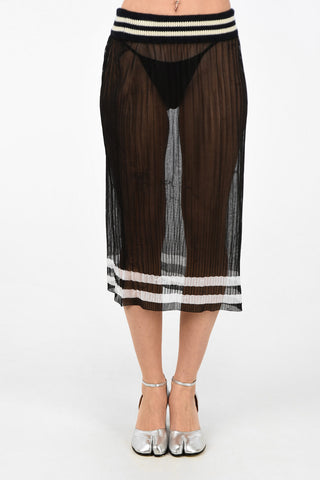 MM0 Drawstring Lurex Sheer Skirt