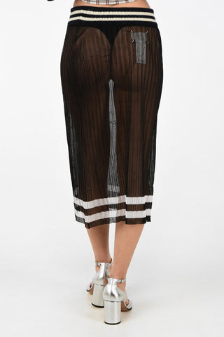 MM0 Drawstring Lurex Sheer Skirt