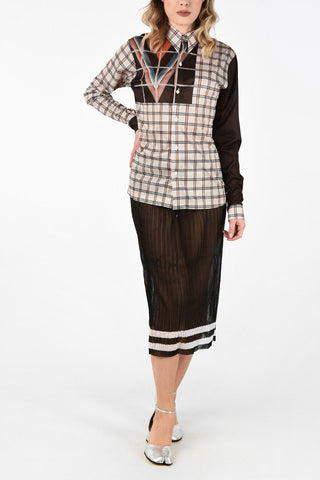 MM0 Drawstring Lurex Sheer Skirt