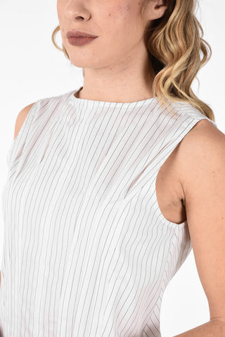 MM6 Zip Back Closure Striped Dress