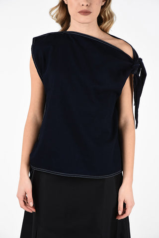 MM6 One Shoulder Denim Top with Bow