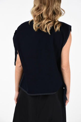 MM6 One Shoulder Denim Top with Bow
