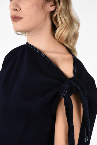 MM6 One Shoulder Denim Top with Bow