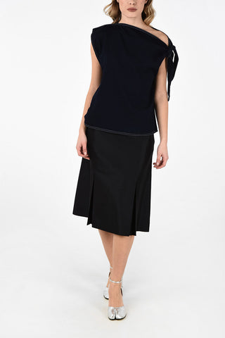 MM6 One Shoulder Denim Top with Bow