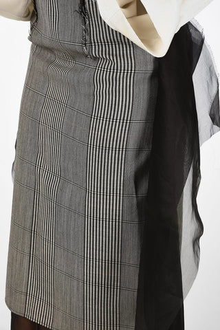 MM4 Wool Longuette Skirt with Tulle Detail