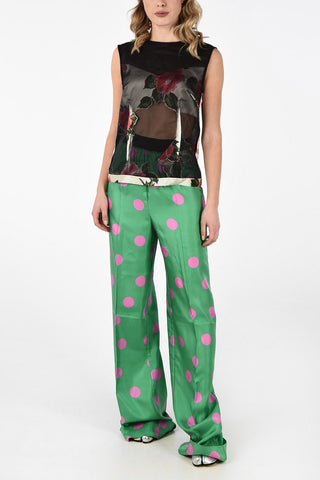 MM0 Roses-print Sheer Silk Top
