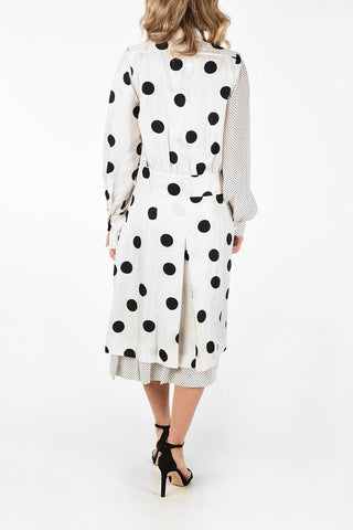 MM1 Polka Dots Silk Unstructured Maxi Shirtdress with Tie Neck