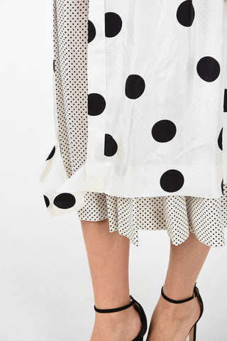 MM1 Polka Dots Silk Unstructured Maxi Shirtdress with Tie Neck