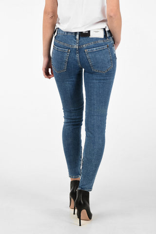 Mid Waist Skinny Fit Jeans with Ankle Zip