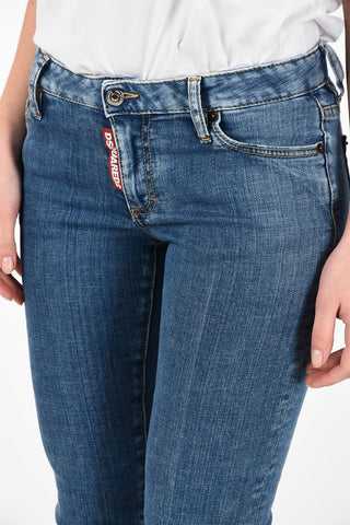 Mid Waist Skinny Fit Jeans with Ankle Zip