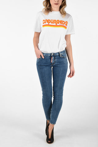 Mid Waist Skinny Fit Jeans with Ankle Zip