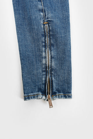 Mid Waist Skinny Fit Jeans with Ankle Zip