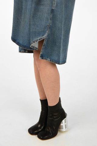 MM6 Chemisier Asimmetrico in Denim con Tasche Laterali
